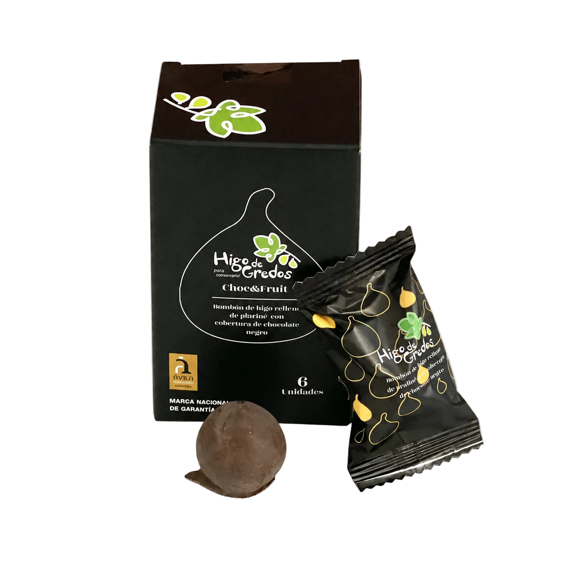 bombón de higo chocolate negro y praliné